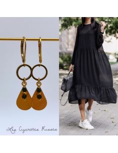 BO laiton goute plate et perles noir