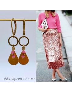 BO laiton goute plate et perles rose