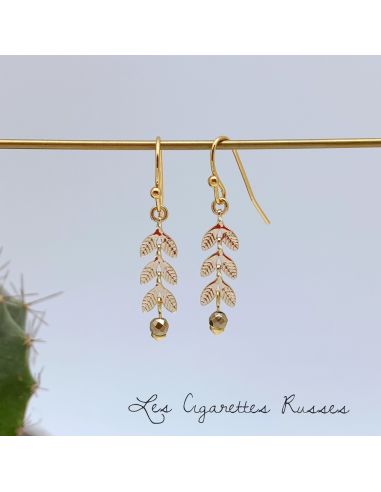 Boucles d'oreille épis dorés hématite
