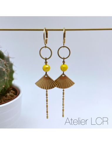 copy of Boucles d'oreille laiton perle jaune,...