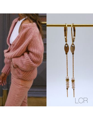 Boucles en laiton fine chaîne feuille, perles...