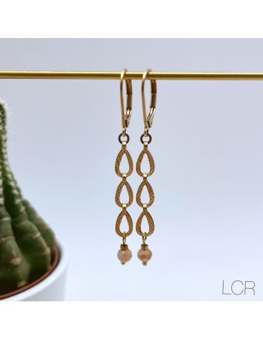 Boucles d'oreille en laiton chaîne goutte,...