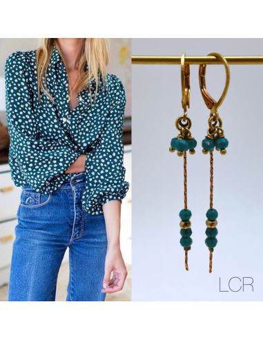 Boucles d'oreille en laiton fine chaîne trio de...