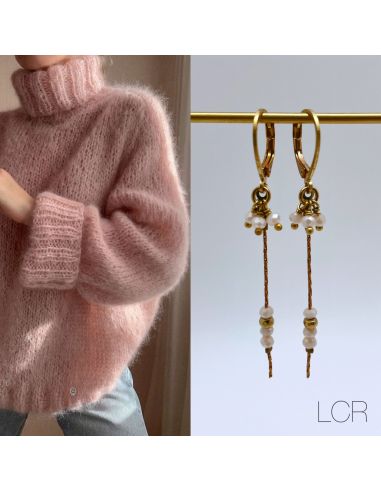 Boucles d'oreille en laiton fine chaîne trio de...