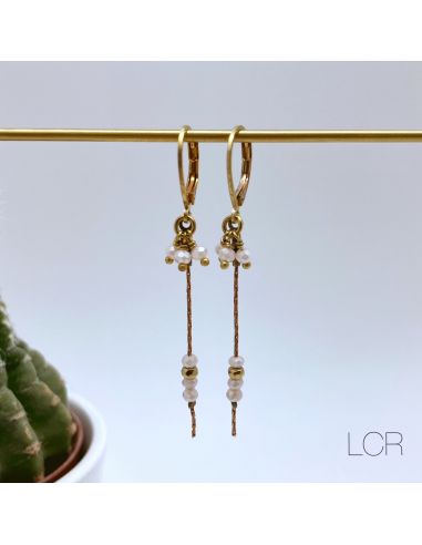 Boucles d'oreille en laiton fine chaîne trio de...