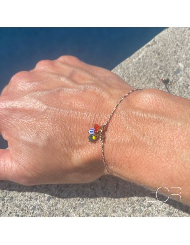 Bracelet corde rosé trio de perles africaine...