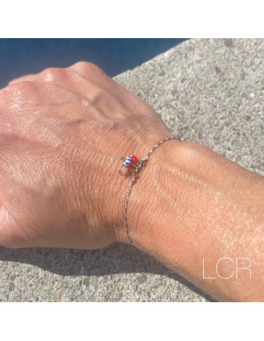 Bracelet corde rosé trio de perles africaine...