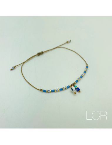 Bracelet corde cirée perles miyuki lavande et...