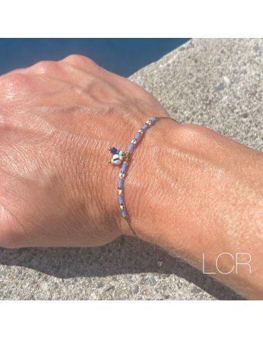 Bracelet corde cirée perles miyuki lavande et...