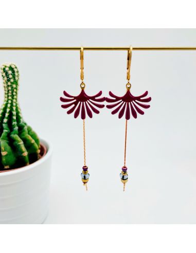 Boucles d'oreille en laiton fine chaîne pendant...