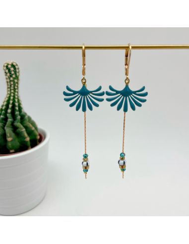 Boucles d'oreille en laiton fine chaîne pendant...