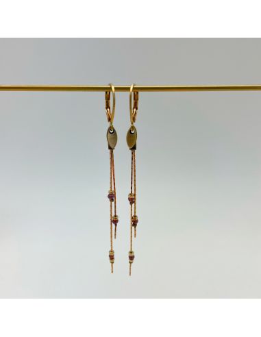 Boucles d'oreille en laiton duo fine chaîne...