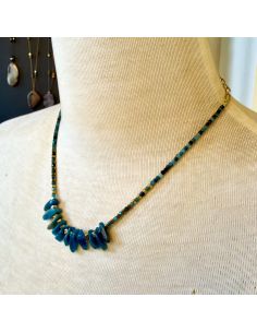 Ras du cou chaine dorée, Apatites et tourmalines bleues,...